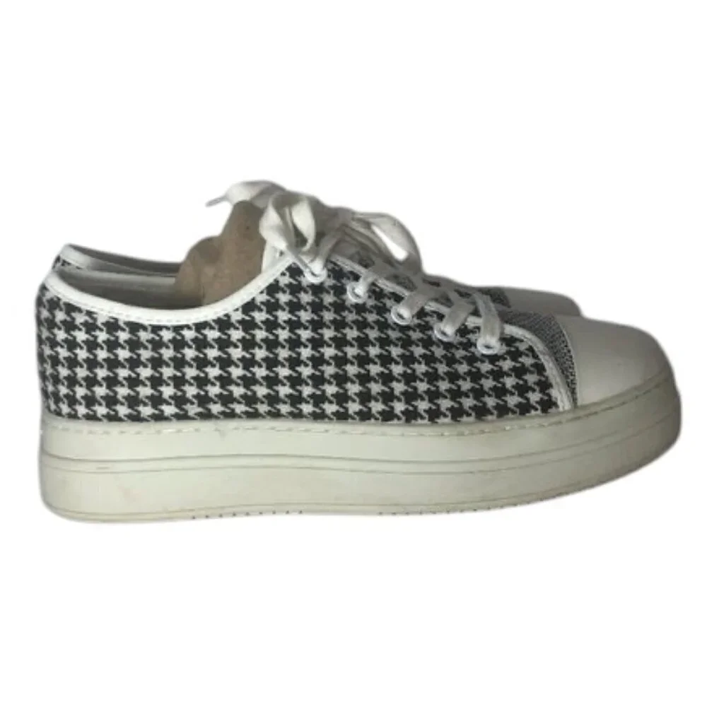J/SLIDES NYC Nate Sneakers Women's Size 8.5 Black Houndstooth Platform Shoes